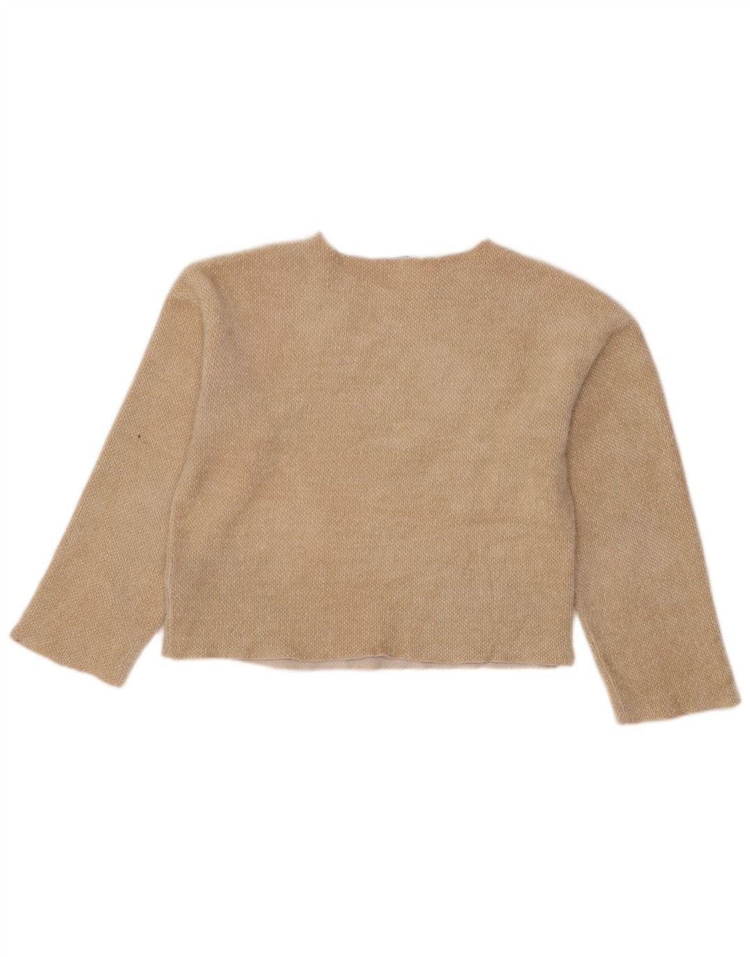 Zara Womens Crop Top Langærmet UK 10 Small Beige Polyester