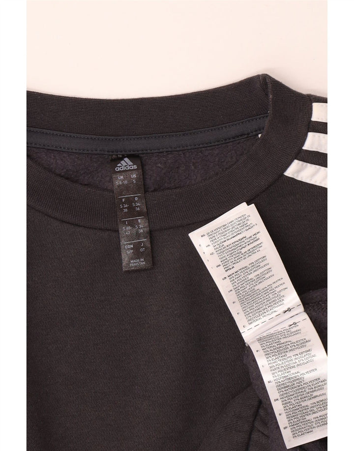 ADIDAS Womens Crop Oversized Sweatshirt Jumper UK 8/10 Small Grey Bomuld