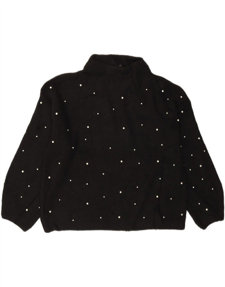 Marks & Spencer Dame Turtle Neck Jumper Sweater UK 14 Large Black Acryl