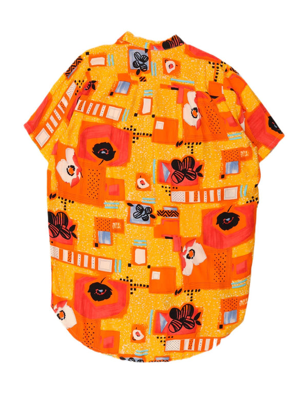 Vintage dameskjortekjole UK 22 3XL gul patchwork