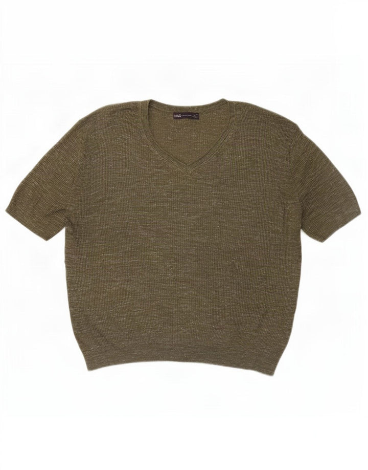 Marks & Spencer Dame V-hals sweater UK 14 Medium Green