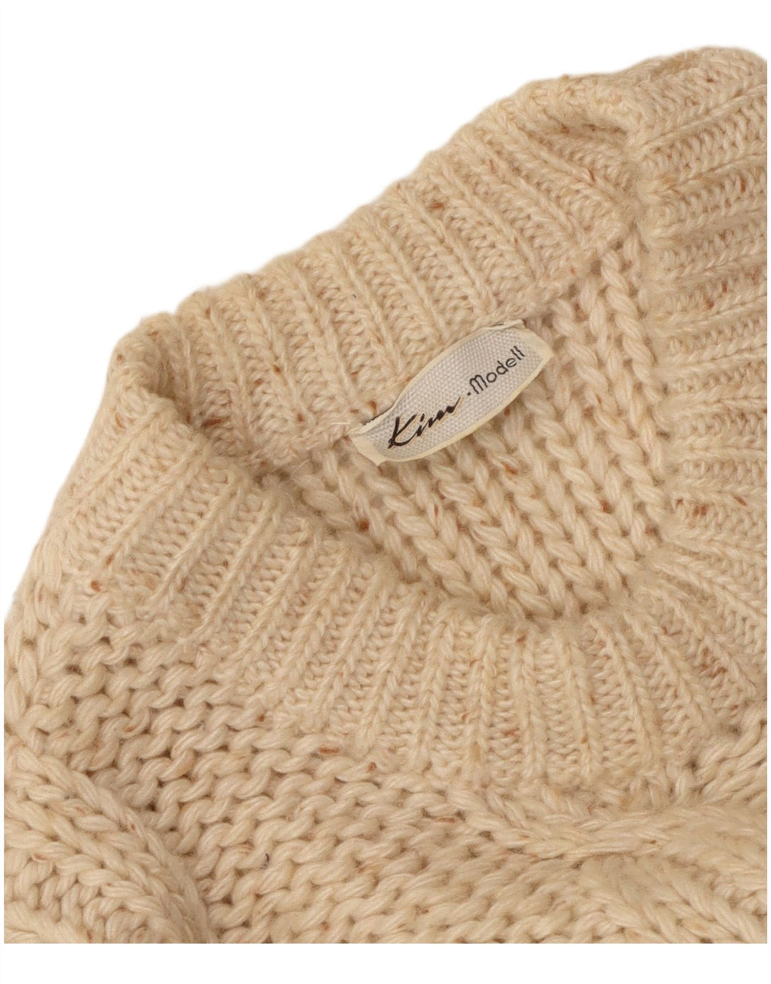 VINTAGE Dame sweater med rund hals DK 16 Stor Off White