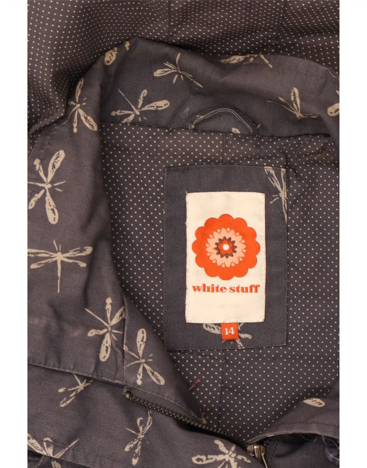 WHITE STUFF Dame Windbreaker Jacket UK 14 Large Navy Blue Animal Print