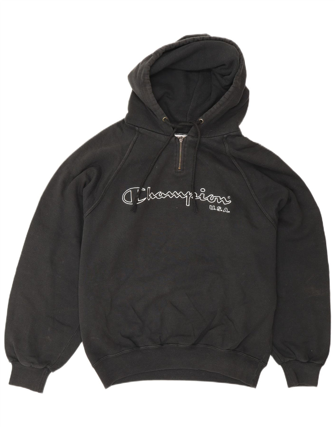 CHAMPION Herre grafisk hættetrøje med lynlåshals mellem sort bomuld