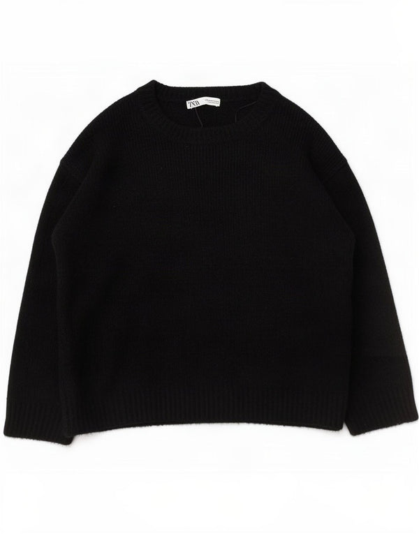 Zara Dame Oversized Turtle Neck Jumper Sweater UK 14 Medium Sort Akryl