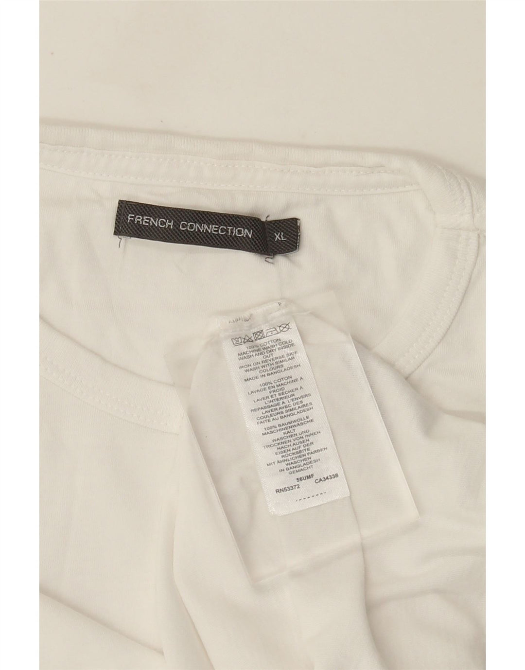French Connection Herre T-Shirt Top XL Hvid Bomuld