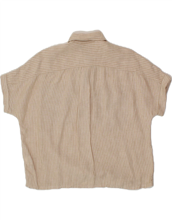 J. CREW Womens Short Sleeve Pullover Shirt US 2 XS Beige Striped Cotton Vintage J. Crew and Second-Hand J. Crew from Messina Hembry 