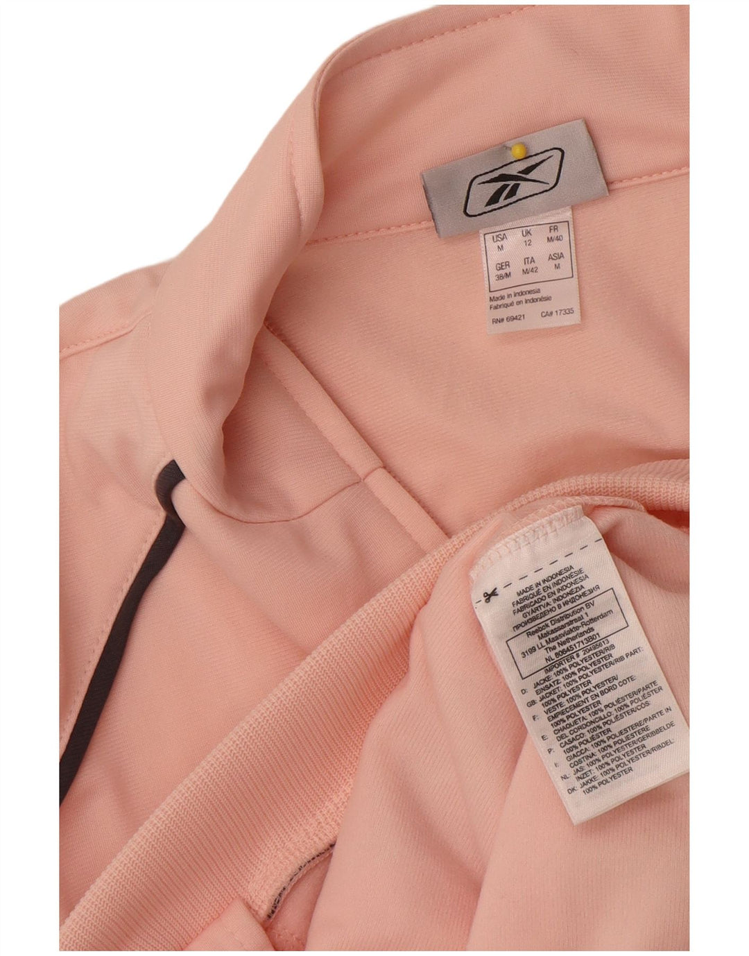 Reebok træningsdragt topjakke til kvinder UK 12 Medium Pink Colourblock Polyester