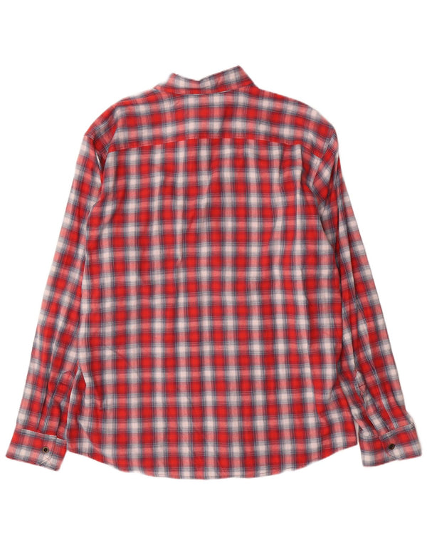 Wrangler vestlig flannelskjorte til mænd XL rød ternet bomuld