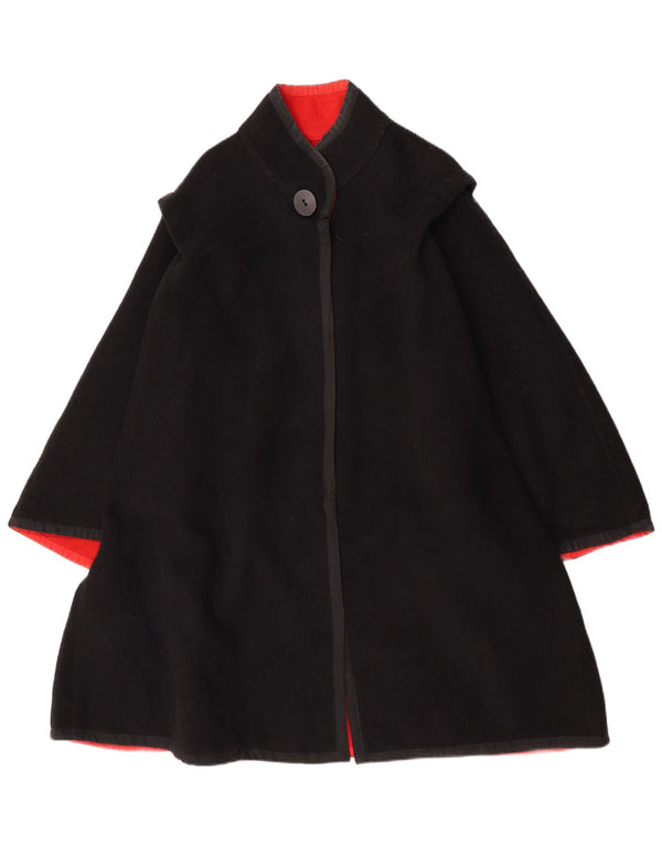 Vintage vendbar overfrakke til kvinder UK 14 Medium Black Colourblock