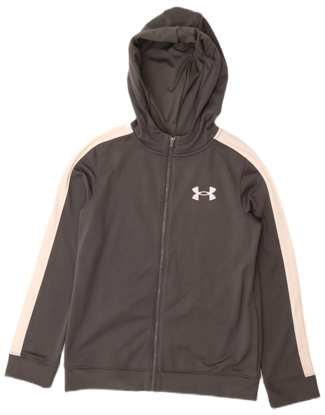 UNDER ARMOUR drenge hættetrøje med lynlås 9-10 år mellemgrå farveblok