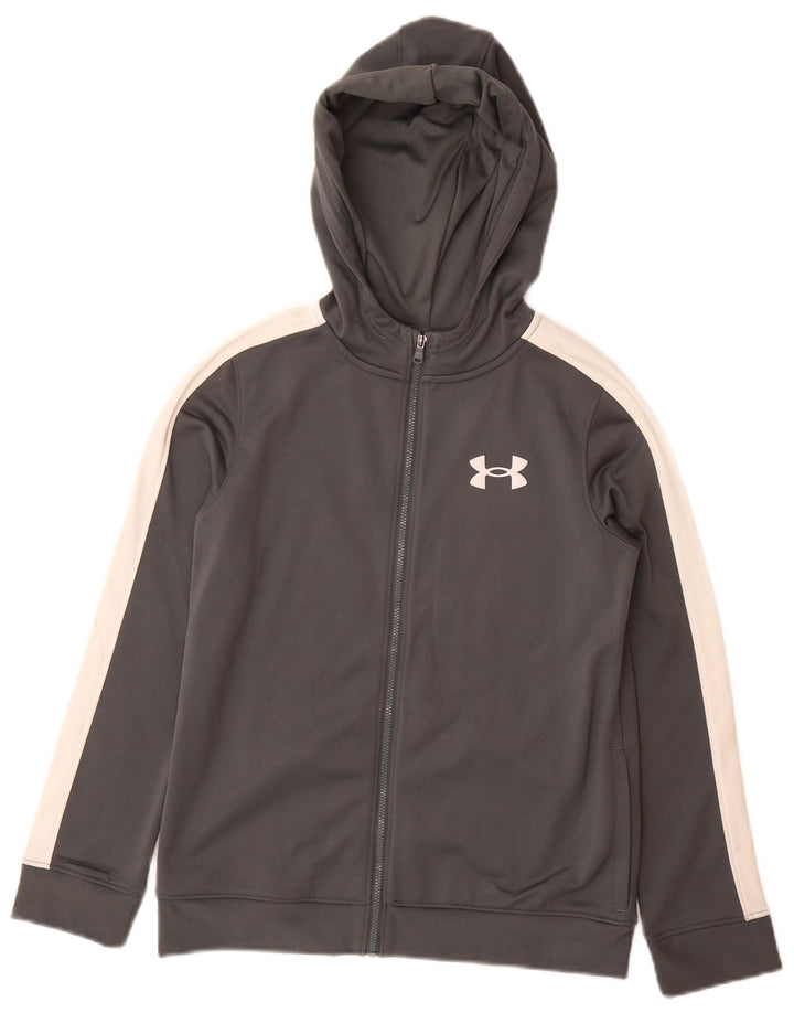 UNDER ARMOUR drenge hættetrøje med lynlås 9-10 år mellemgrå farveblok