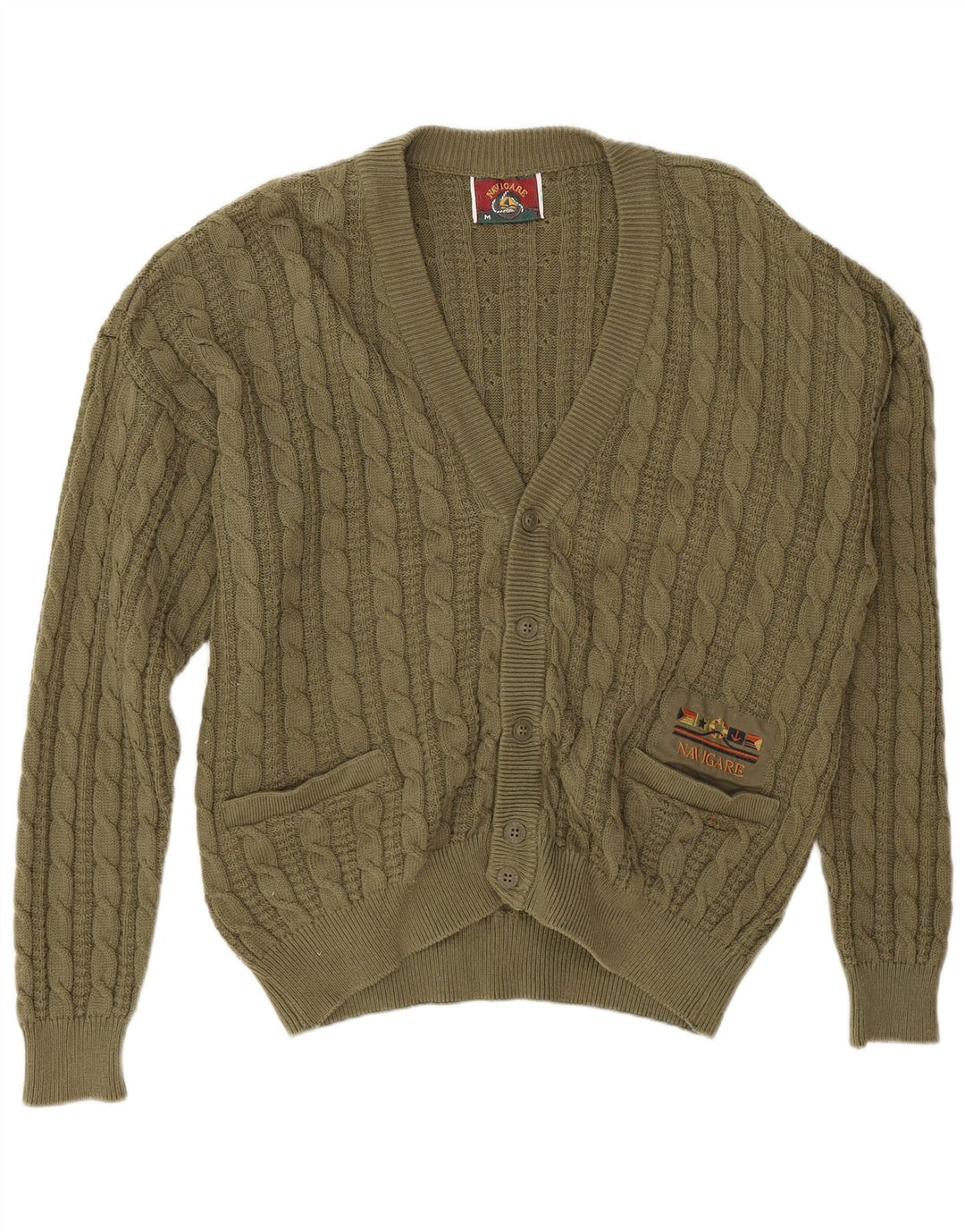 Navigare Herre cardigan sweater Medium Khaki