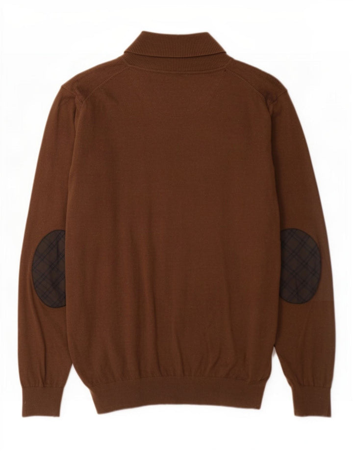 Massimo Dutti Herre Shawl Neck Jumper Sweater XL Brun Bomuld