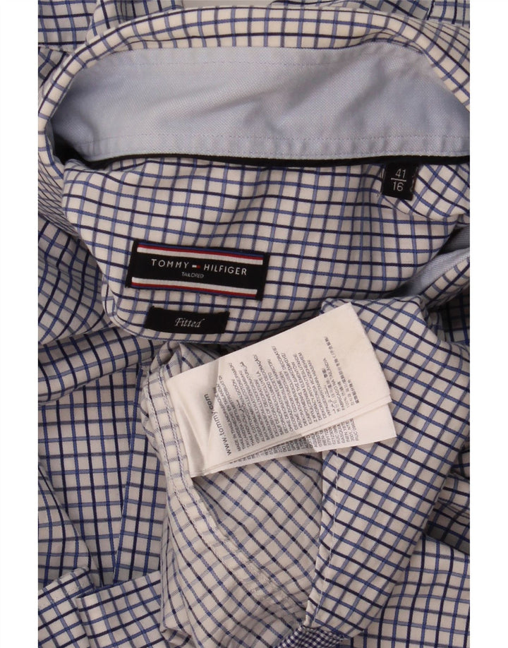 Tommy Hilfiger Herre Fitted Shirt Størrelse 41/16 Large Blue Check