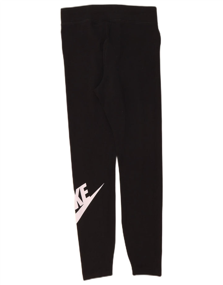 Nike Dame Grafiske Leggings UK 12 Medium Sort Bomuld