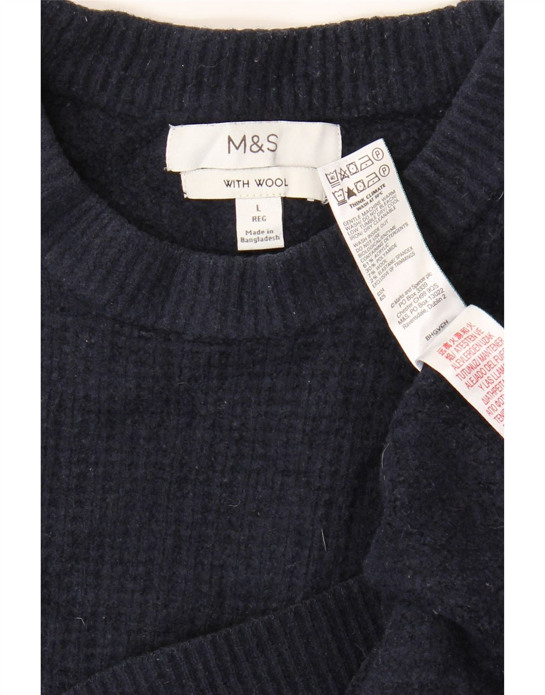 Marks & Spencer Herre sweater med rund hals, stor marineblå akryl