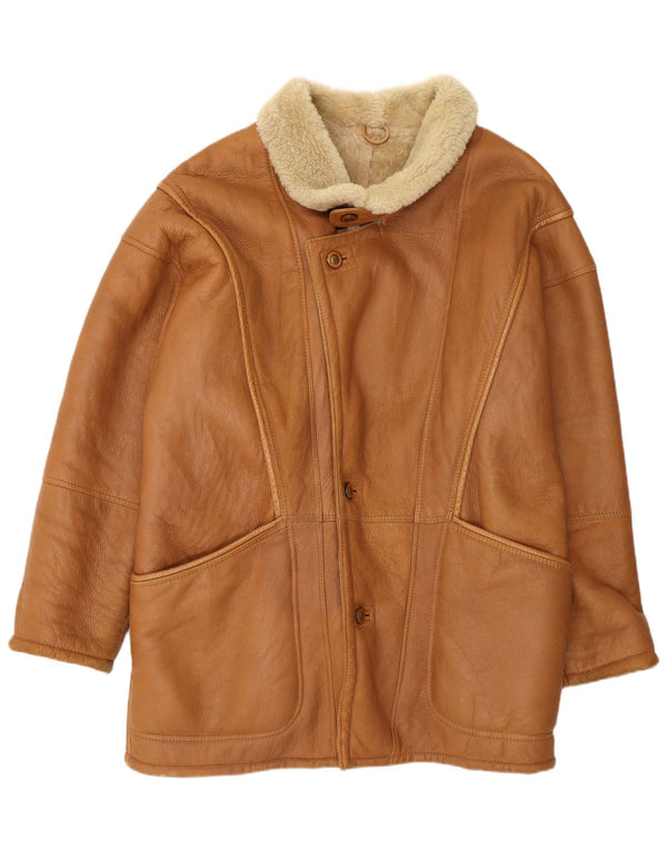 Vinci Herre Shearling Jacket UK 40 Stort brunt læder