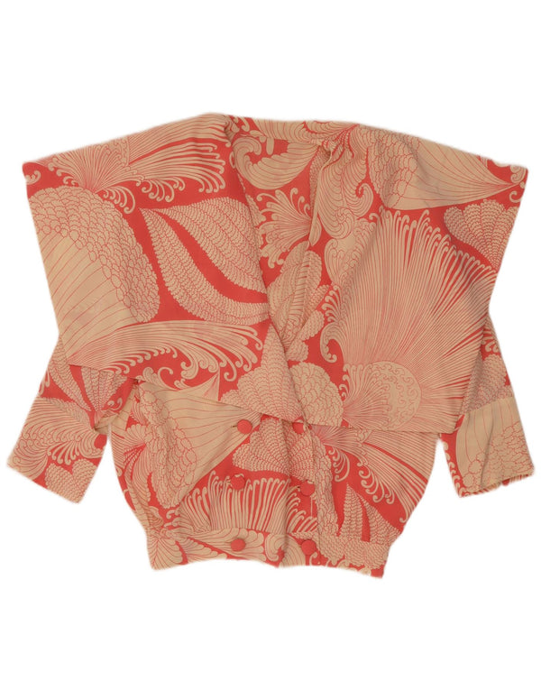 Vintage skjortebluse til kvinder med 3/4 ærmer UK 16 Stor rød Paisley