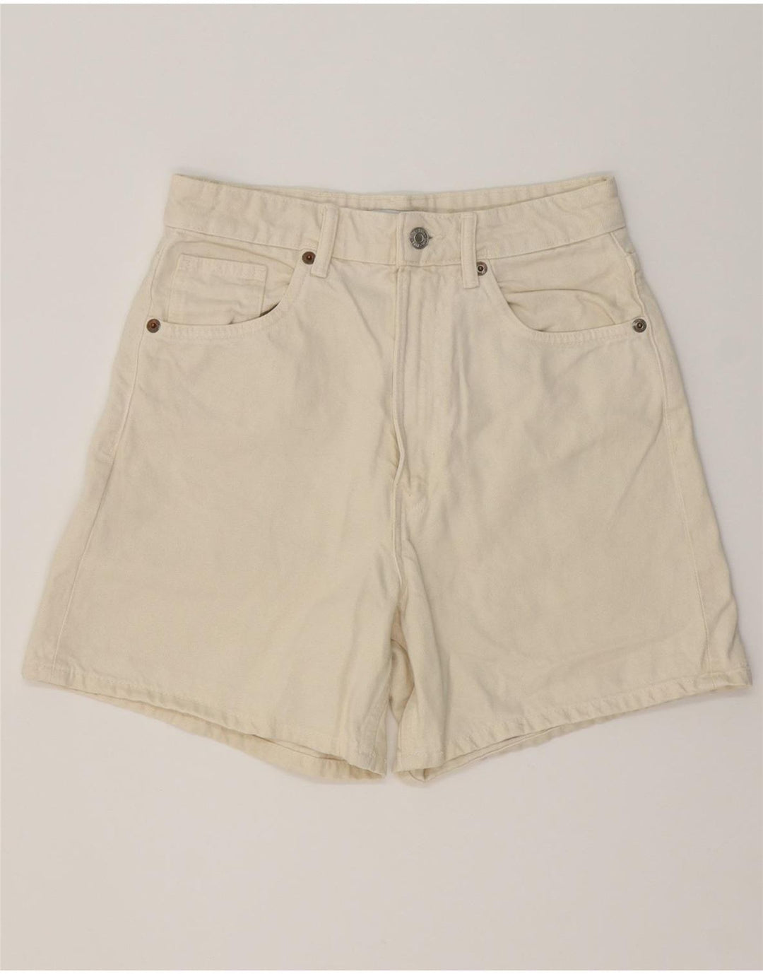 Zara denimshorts til kvinder EU 38 Small W28 Off White Bomuld
