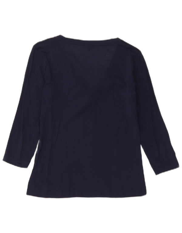 Massimo Dutti Dame 3/4 ærmet bluse Top UK 12 Medium Navy Blue