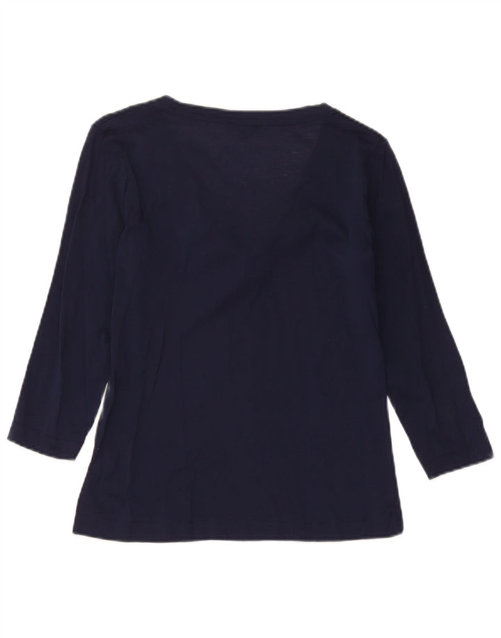 Massimo Dutti Dame 3/4 ærmet bluse Top UK 12 Medium Navy Blue