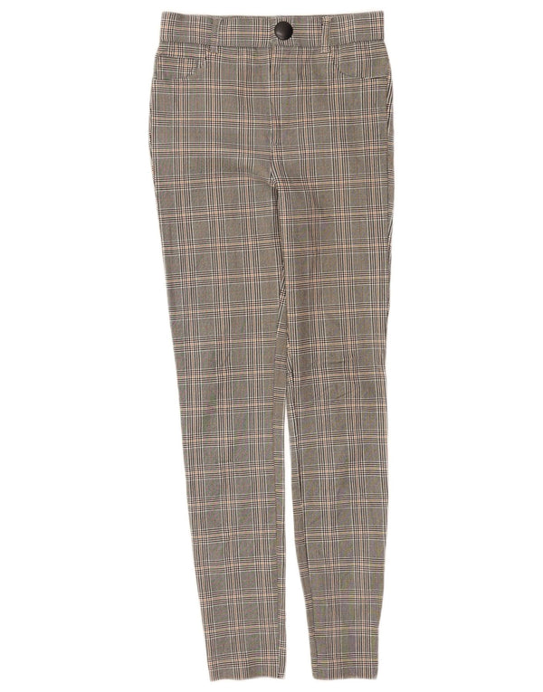 Zara Dame Skinny Casual Bukser XS W24 L28 Grå ternet viskose