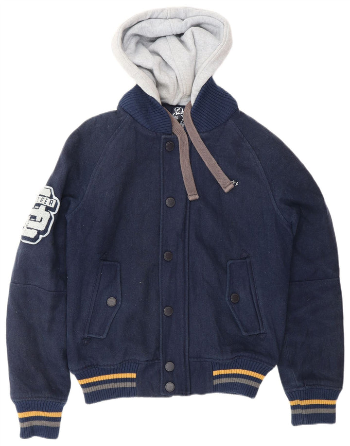 SUPERDRY Grafisk Varsity-jakke til mænd UK 38 Medium Navy Blue Colourblock