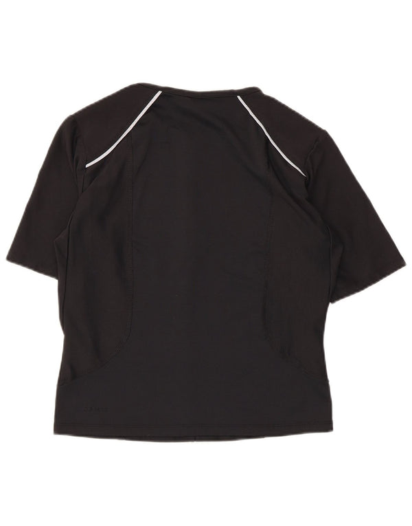 NIKE Dri Fit T-shirt-top med lynlås til kvinder, DK 14/16, stor sort polyester