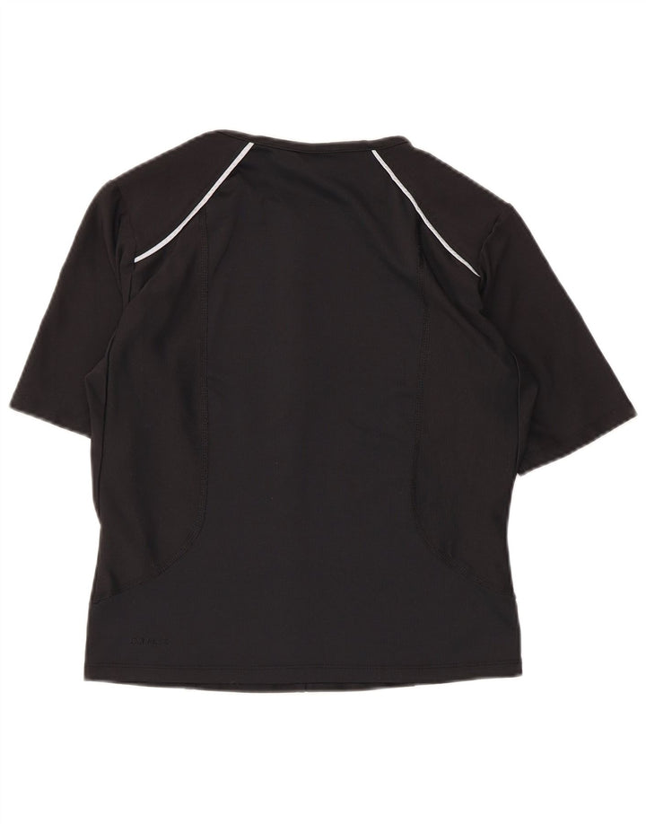 NIKE Dri Fit T-shirt-top med lynlås til kvinder, DK 14/16, stor sort polyester