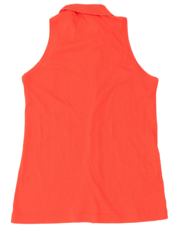 Sergio Tacchini Dame ærmeløs skjorte bluse UK 14 Stor rød bomuld