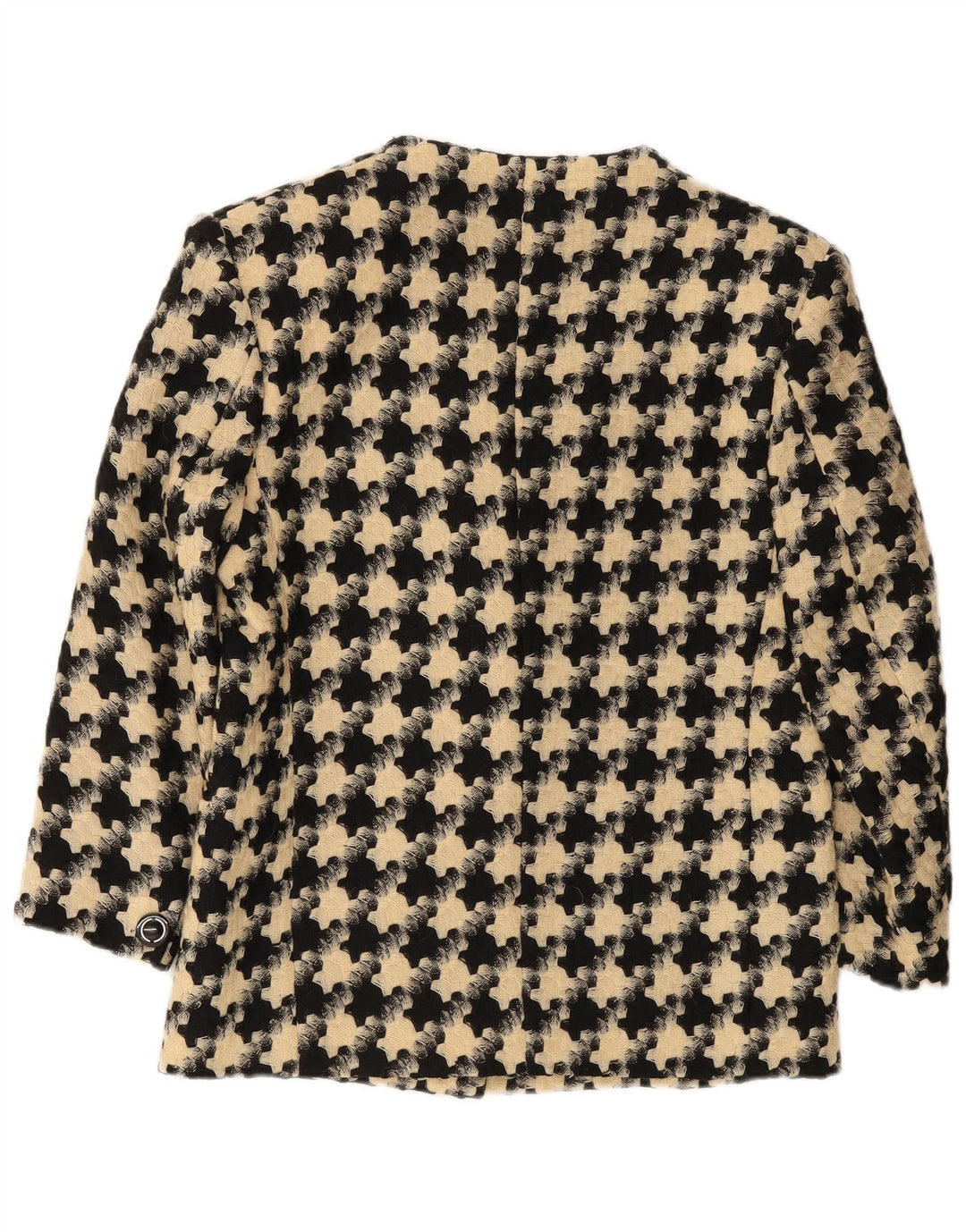 Vintage dame 1-knaps blazerjakke UK 16 Large Black Houndstooth