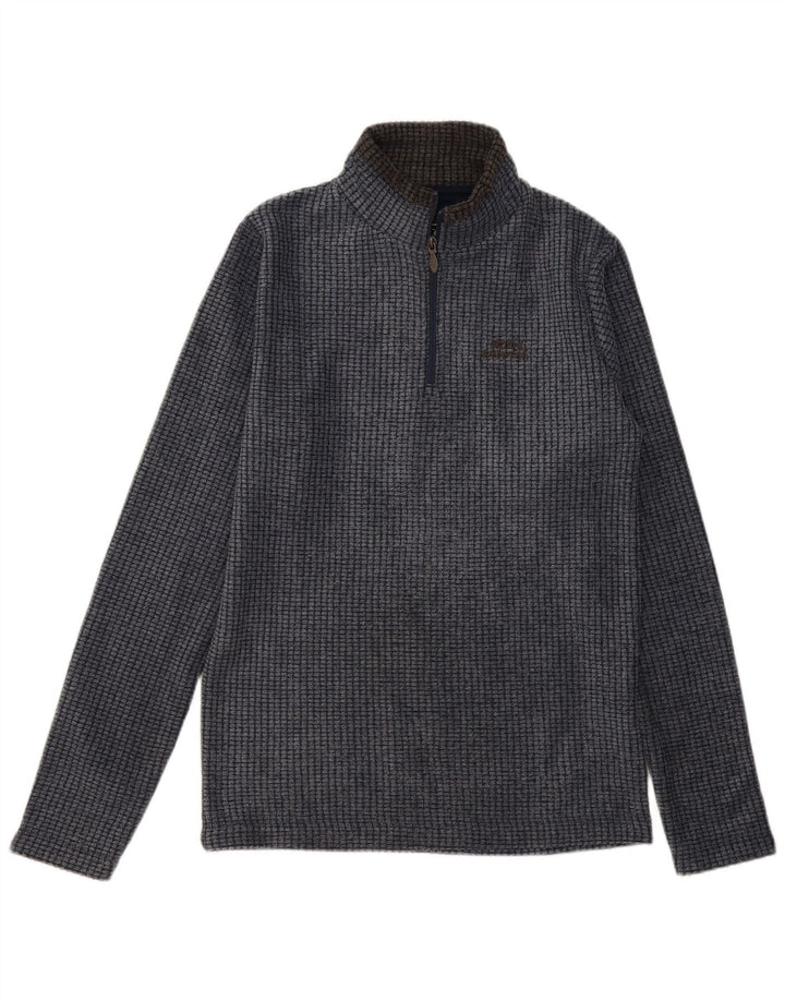 Weird Fish Herre Zip Neck Fleece Jumper Small Navy Blue Polyester