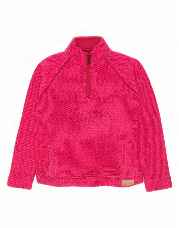 Weird Fish Dame Zip Neck Sweatshirt Jumper UK 10 Small Pink Bomuld