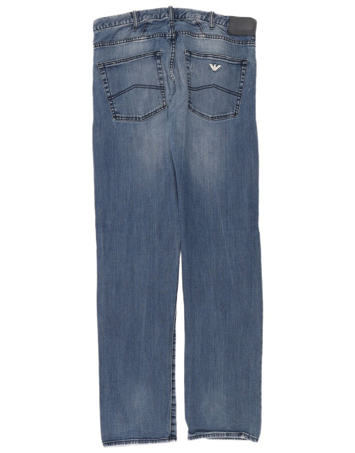 Armani Straight Jeans til mænd W33 L34 Blå Bomuld