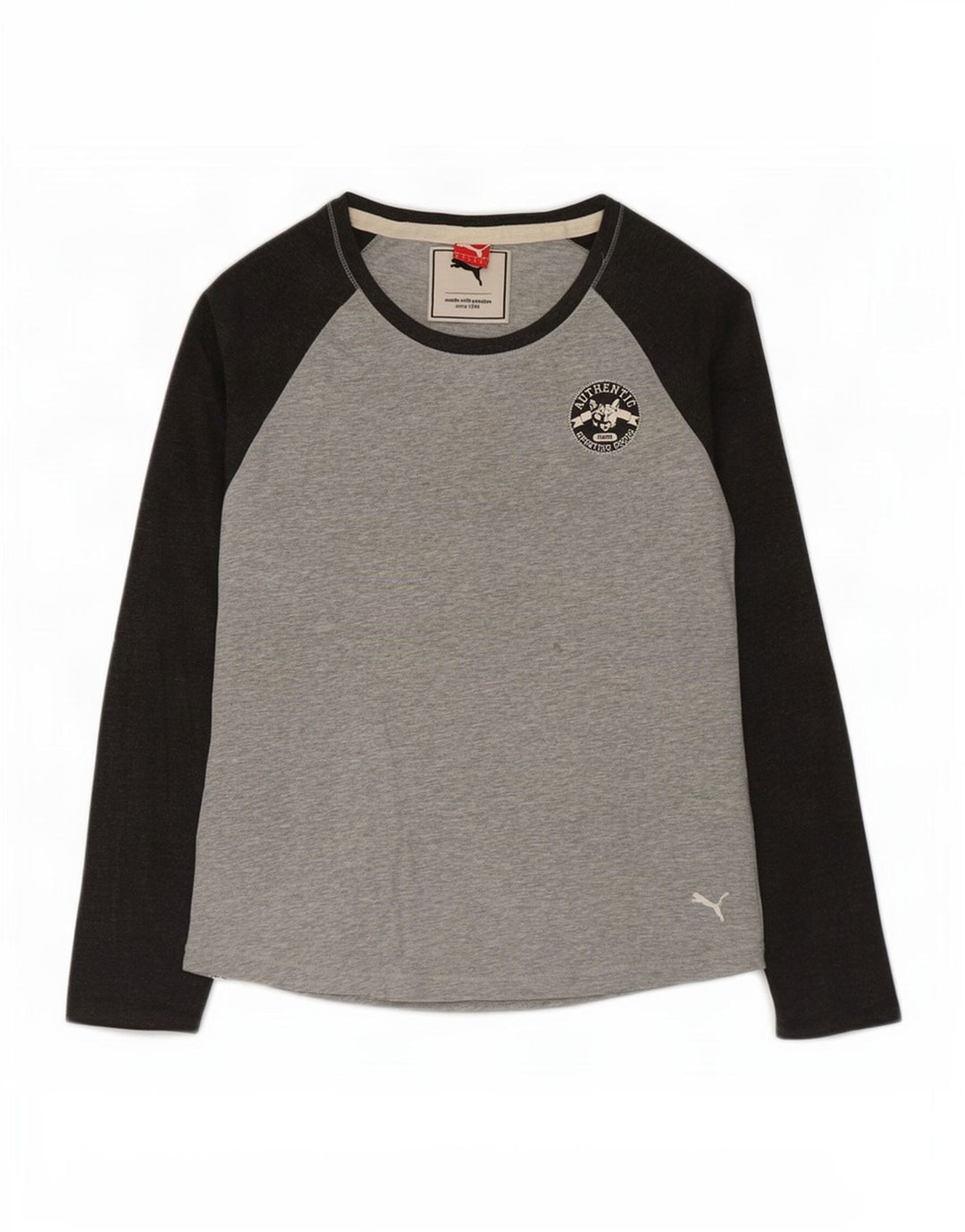 Puma Dame Top Langærmet UK 12 Medium Grey Colourblock Bomuld