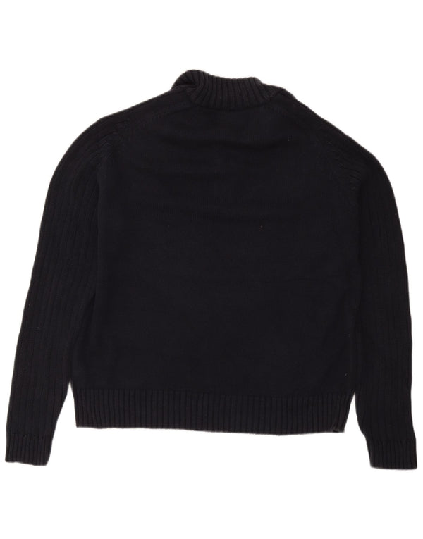 Marks & Spencer Herre Blue Harbor Button Neck Jumper Sweater Large Navy