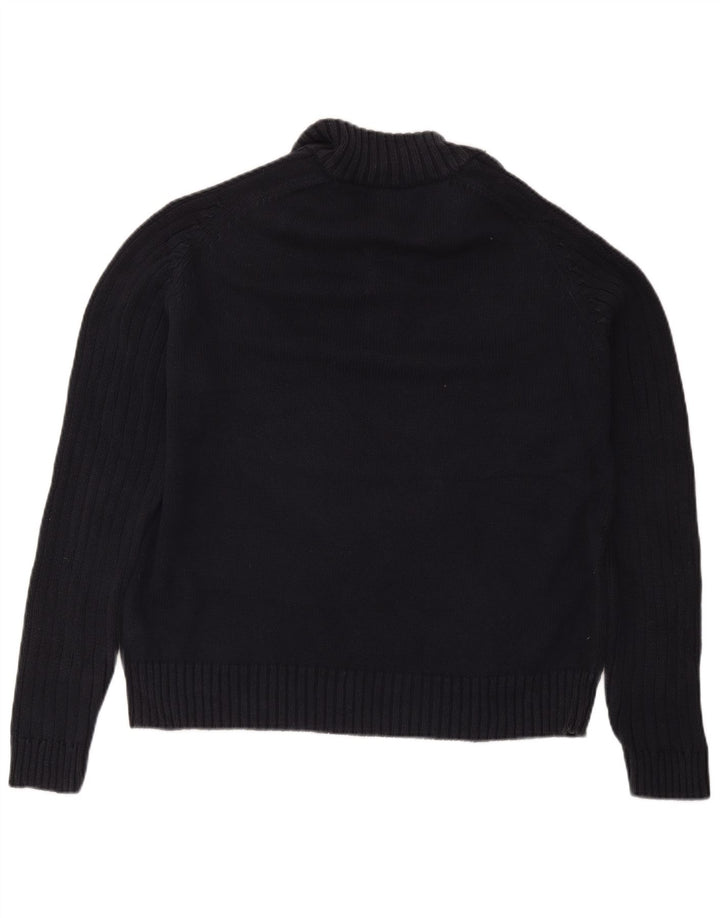 Marks & Spencer Herre Blue Harbor Button Neck Jumper Sweater Large Navy