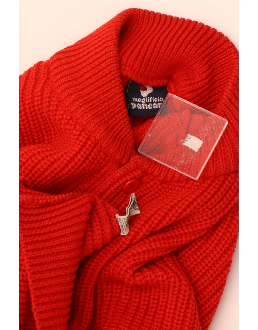 PANCARI Herre Button Neck Jumper Sweater IT 48 Medium Rød Ny Uld