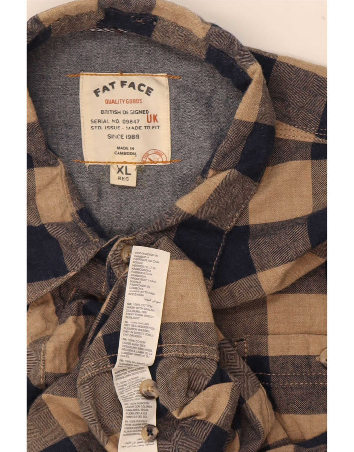 Fat Face Herre Flannel Shirt XL Beige Gingham Cotton