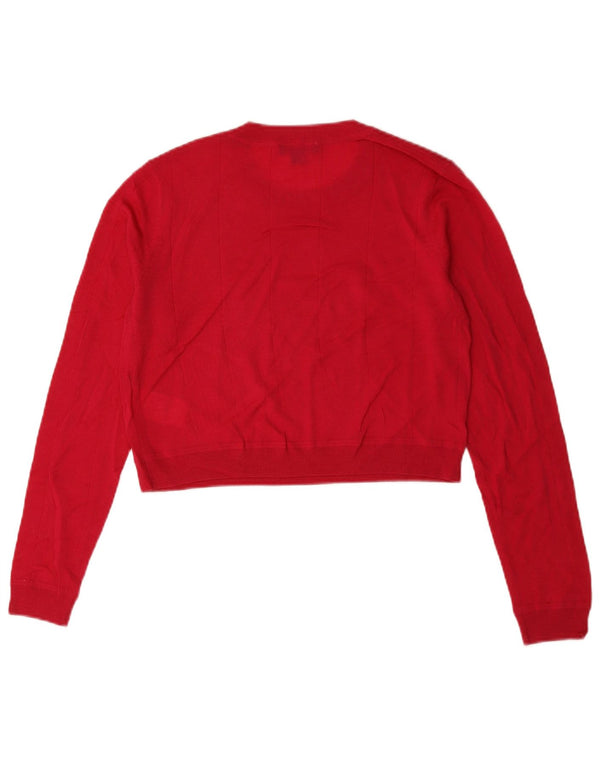 Whistles Womens Crop Crew Neck Jumper Sweater UK 14 Large Pink Wool