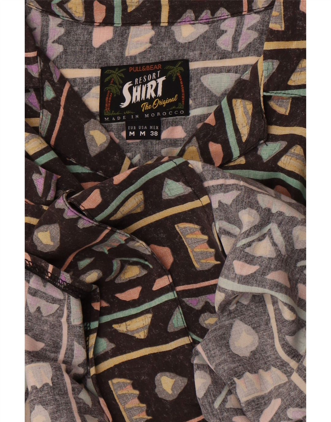 Pull & Bear Kortærmet Herreskjorte Medium Brun Geometrisk Hawaiian
