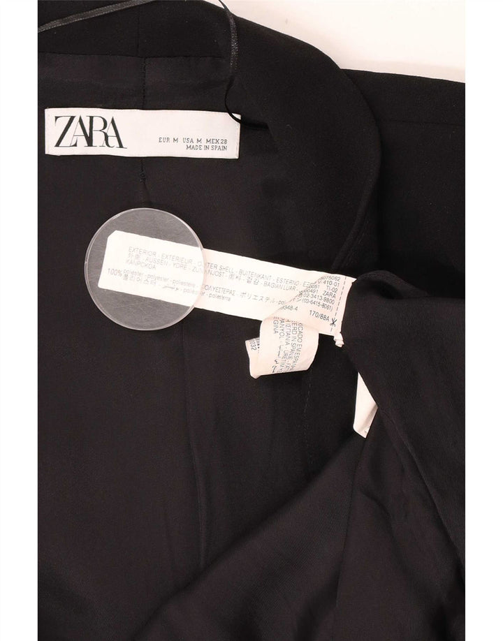 Zara Dame 3/4 ærmet åben blazerjakke UK 14 Medium Sort Polyester