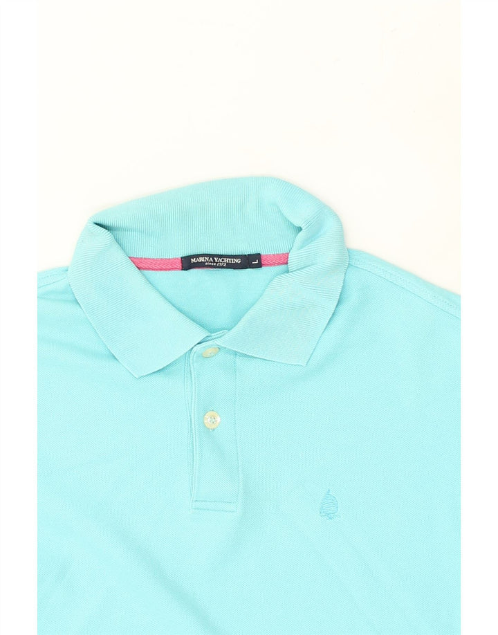 MARINA YACHTING Mens Polo Shirt Large Blue Cotton | Vintage Marina Yachting | Thrift | Second-Hand Marina Yachting | Used Clothing | Messina Hembry 