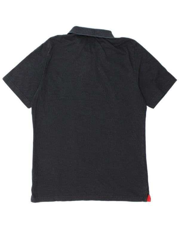 Adidas Mens Polo Shirt Medium Black Colourblock Cotton