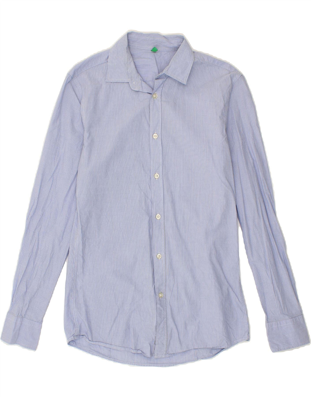BENETTON Mens Shirt Small Blue Pinstripe Cotton Vintage Benetton and Second-Hand Benetton from Messina Hembry 