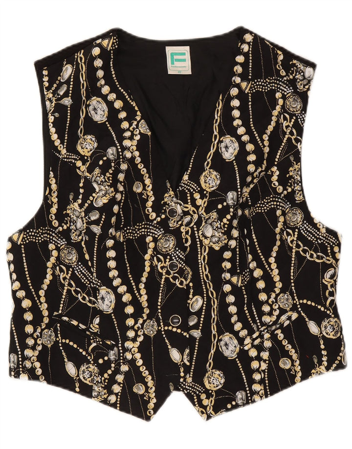 Franken Walder Dame abstrakt mønster vest IT 46 Large Black Acetate