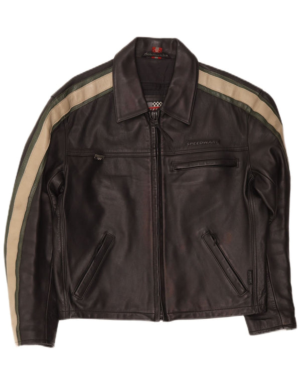 Hein Gericke Herre Læder Biker Jacket UK 38 Medium Sort Colourblock