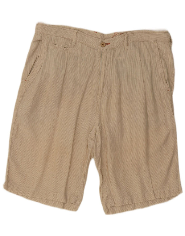 Tommy Bahama Herre Relaxed Fit Casual Shorts W38 XL Off White Pinstripe