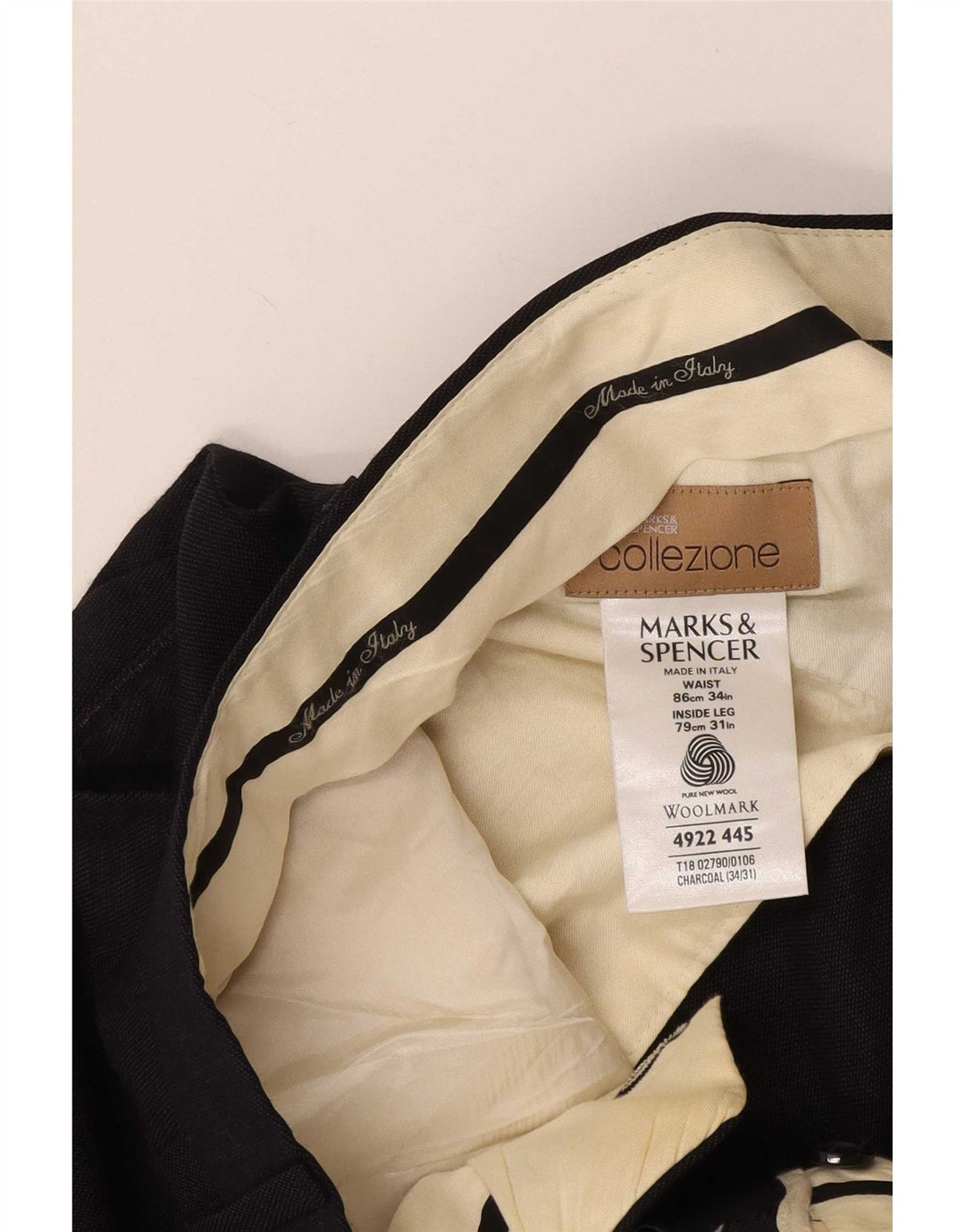 Marks & Spencer Herre Pegged Suit Bukser W34 L31 Grå uld